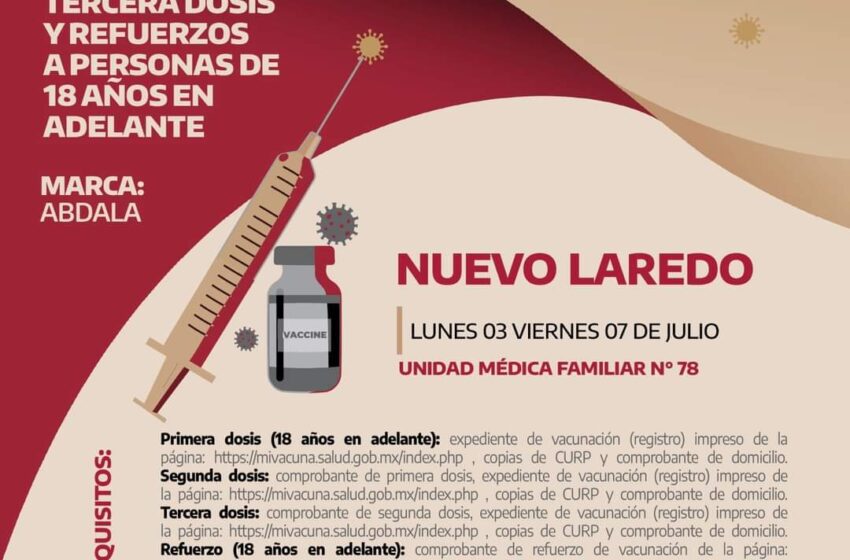  Aplican vacuna ABDALA en varios municipios de Tamaulipas