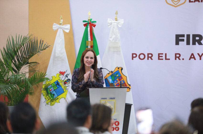  REFRENDA ALCALDESA CARMEN LILIA CANTUROSAS COMPROMISO CON TRABAJADORES MUNICIPALES; FIRMA CONTRATO COLECTIVO CON SÍNDICATO